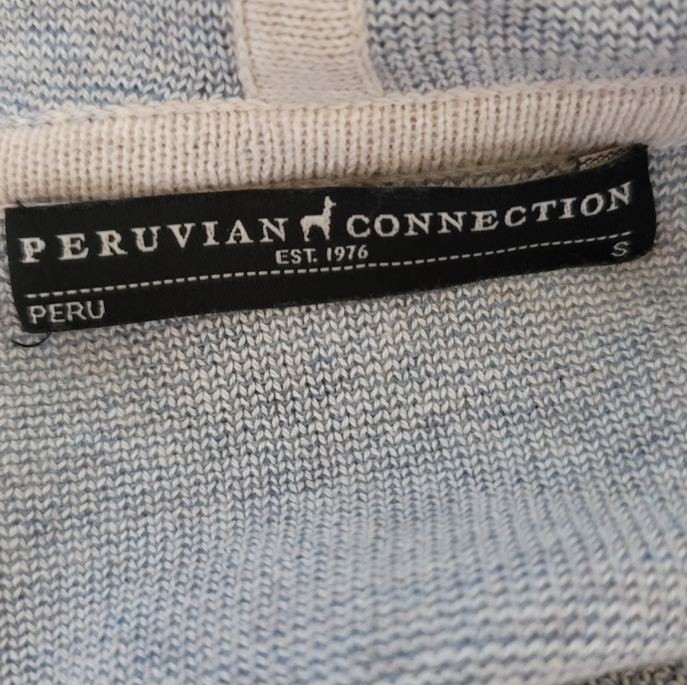 Peruvian Connection Pima Cotton Intarsia Draped Open Cardigan S - Picture 8 of 8
